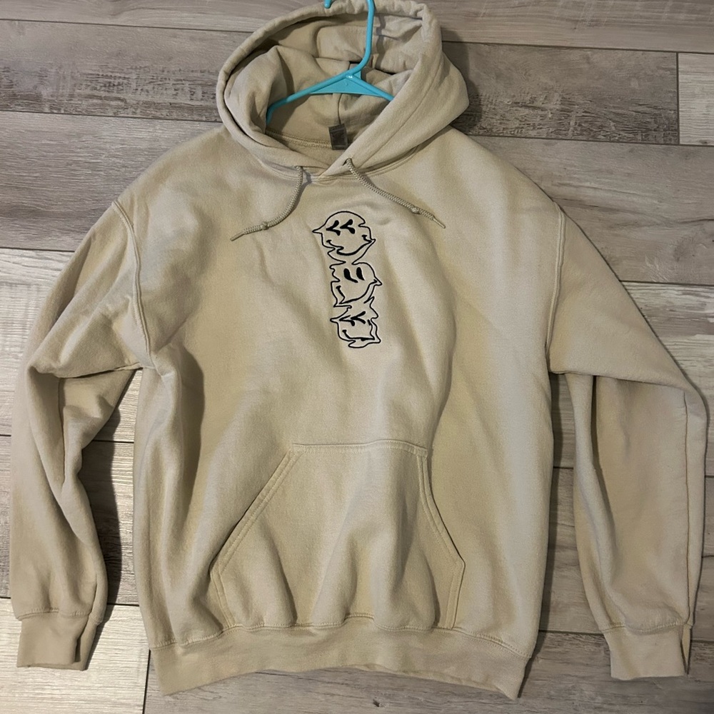 Tan embroidered etsy hoodie, size medium, brand new